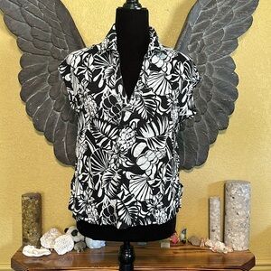 Nicole Miller Linen Floral Tank Top Shirt